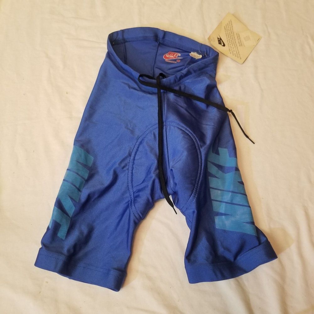 vtg NIKE USA MADE Spandex Blue Padded Cycling Bicycle Shorts Size XS Deadstock